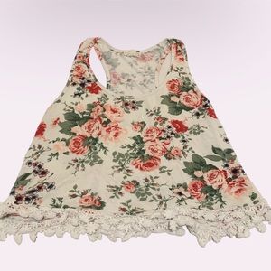 LA Hearts by Pacsun Floral Tank Top with Lace Trim